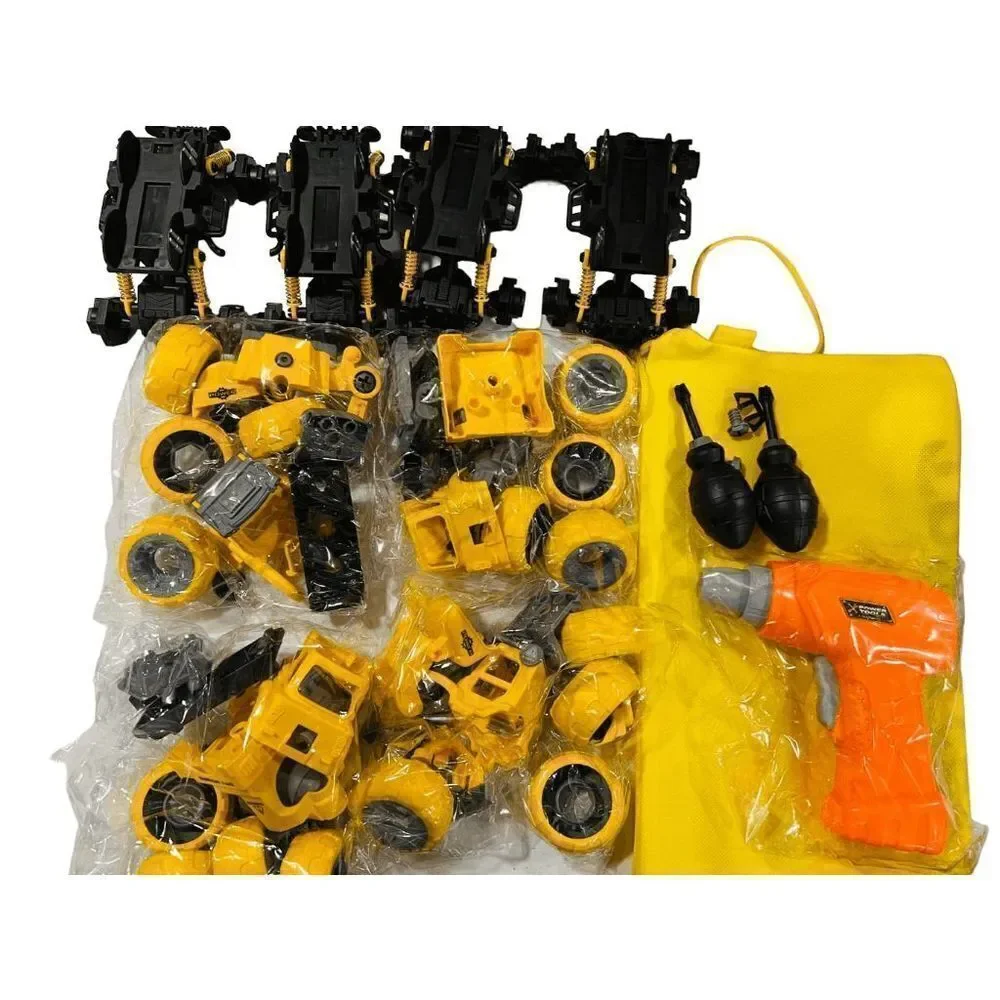 4-in-1 Take Apart Construction Toys for Kids, DIY Assembly Car Trucks w/Electric